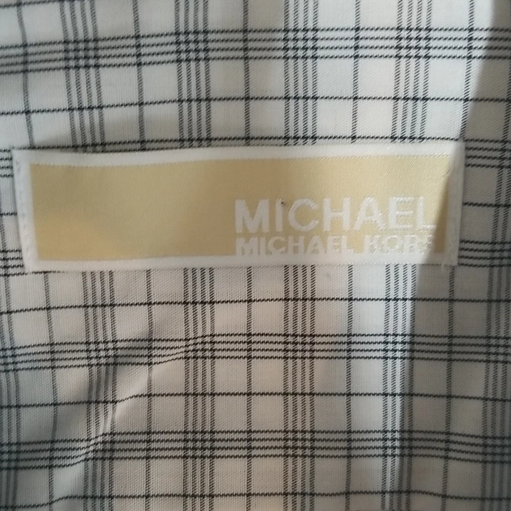 MICHAEL MICHAEL KORS White Gray Plaid Oeko-Tex Button Down Shirt in Shadow - Picture 2 of 14